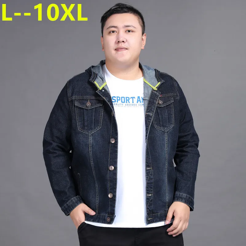 1 10XL 8XL джинсовая куртка для мужчин, осенняя Модная Джинсовая куртка, пальто для мужчин, приталенное повседневное пальто с капюшоном, мужская верхняя одежда, куртки и пальто - Цвет: 1