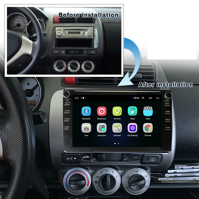 Android 9,1 кнопочный экран 2G+ 32G Автомобильный dvd-плеер gps навигация Мультимедиа для Honda Fit Jazz Радио 2004-2007 стерео