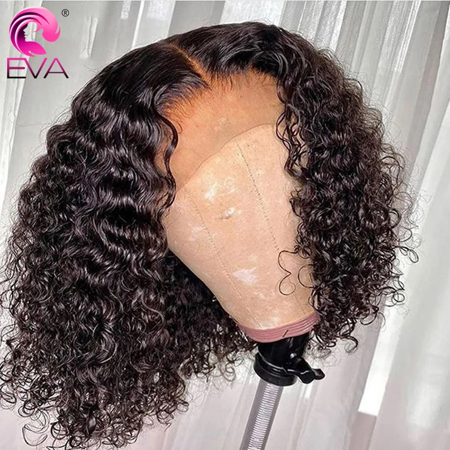 Eva HD Transparent Lace Frontal Wigs Curly Lace Front Human Hair Wigs Short Bob Human Hair For Women Jerry Curly Bob Wig