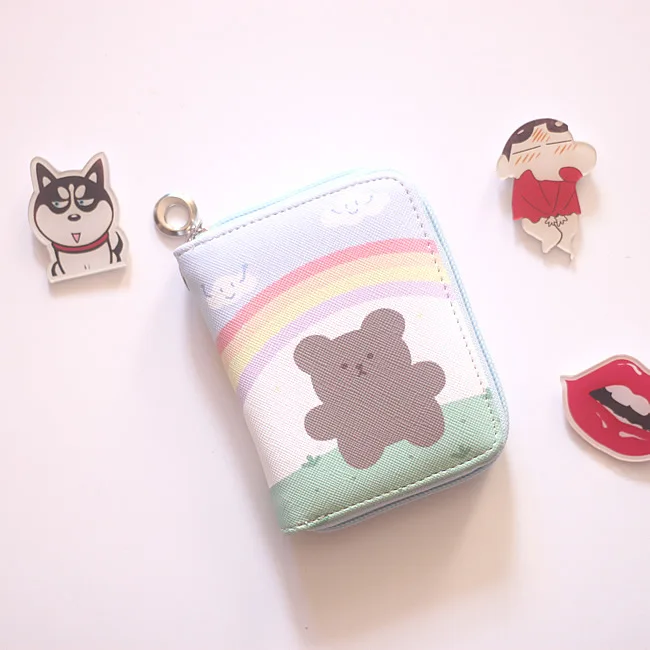 Прозрачный Mini Bear PU Leather Woman Wallet Cute Students Wallets Korean Style Woman Redit Card Holders Chic Female Coin Purse - Цвет: Прозрачный