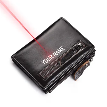 

Free Engraving Your Name Genuine Oil Wax Leather Men Wallet Short Coin Purse Vintage Wallets High Quality Designer Carteira