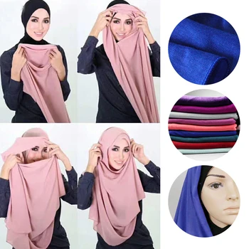 

Elegant Ladies Style Solid Color Hijab Drape Stitching Muslim Fast Baotou Scarf Patchwork Scarf Chiffon Women Hijab Shawls