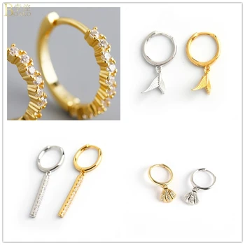 

BOAKO S925 Sterling Silver Earrings Ins Starfish Inlaid Zircon Earrings Silver Round Wavy Earrings For Women Gifts