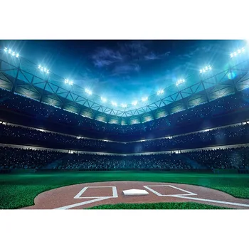 

7x5FT Professional Baseball Grand Arena Night Blue Spotlights Spots Custom Photo Studio Backdrop Background Vinyl 220cm x 150cm