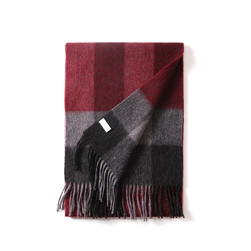 Wool scarf women men classic red plaid shawl narrow short fashion thin winter warm cashmere green scarves gift for ladies girl