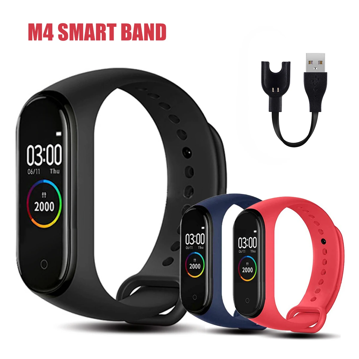 Pulsera inteligente M4, reloj inteligente deportivo resistente al agua, con Monitor de presión arterial, frecuencia cardíaca y oxígeno en la sangre