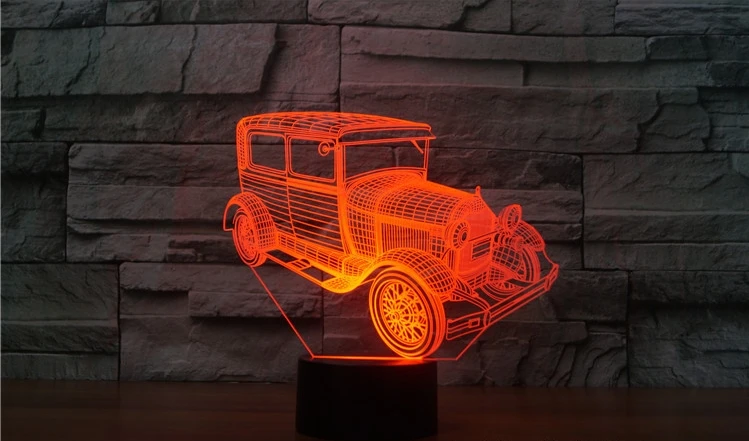 [Seven Neon] игрушечный автомобиль автобус винтажный автомобиль акриловая 7 цветов Настольная лампа 3D лампа Новинка Светодиодный Ночник светильник Сокол миллениума светильник