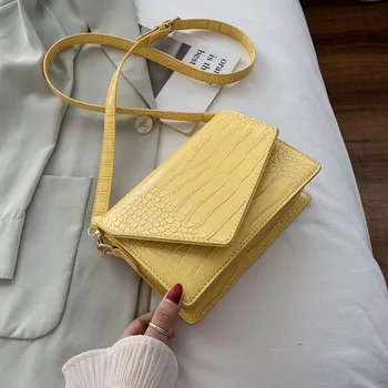 

Crocodile Pattern PU Leather Shoulder Crossbody Bags For Women Solid Color Simply Style Female Summer Handbags 2020 Designer