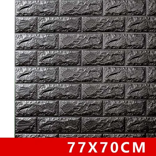 Black 3D наклейки на кирпичную стену, водостойкие наклейки для гостиной, спальни, DIY, самоклеющиеся обои, искусство 70*77*0,5 см, настенные наклейки для дома - Цвет: Black