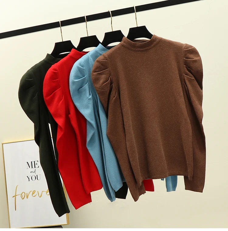 Woherb, Новое поступление, одноцветная водолазка, длинный рукав-фонарик, пуловеры, Осень-зима, одежда для женщин, корейская мода, топы 91170