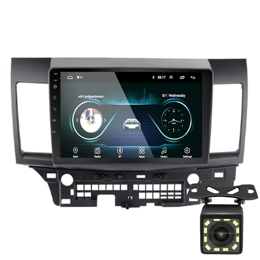 1" 2din Android 8,1 GO автомобильный dvd-плеер для Mitsubishi Lancer 2008 2009 2010- автомобильный Радио gps навигация wifi плеер - Цвет: Черный