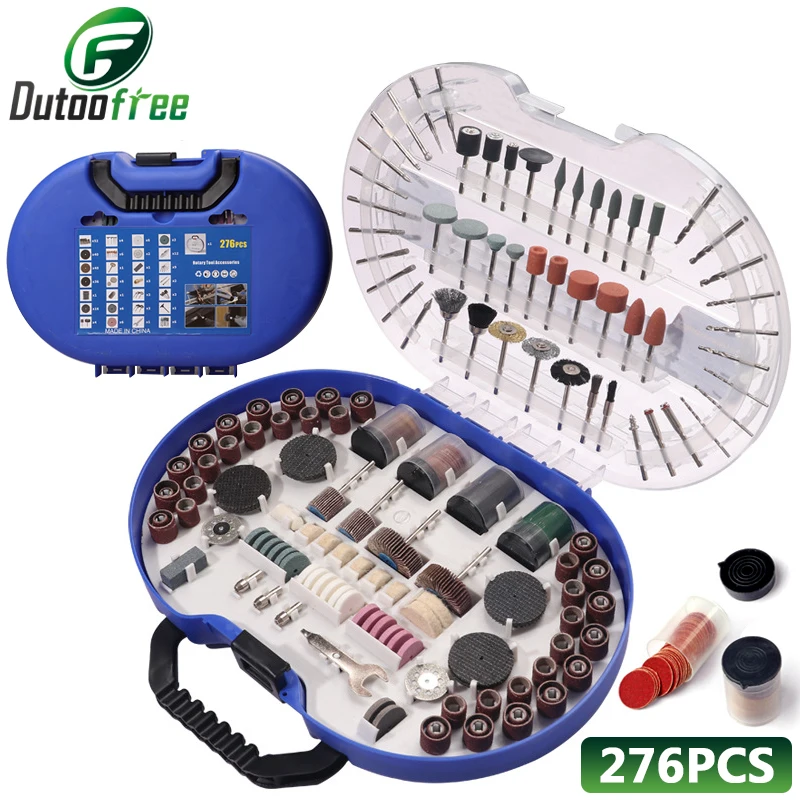 276PCS/Box Abrasive Rotary Tool Accessories Set Electric Mini Drill Bit Kit Sanding Polishing Cutting Engraving Heads for Dremel