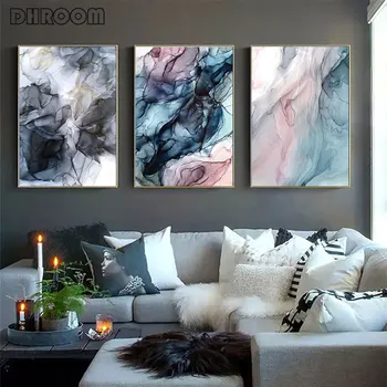 

Colorful Ink Abstract Wall Art Canvas Poster and Print Modern Artwork Picture Painting Scandinavian Nordic Home Room Decoration