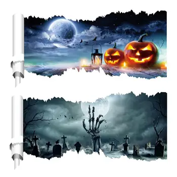 

2pcs Interesting Funny Durable Creative Halloween Decorative Sticker Wall Ornament Halloween Wall Decal for Indoor Home Inside