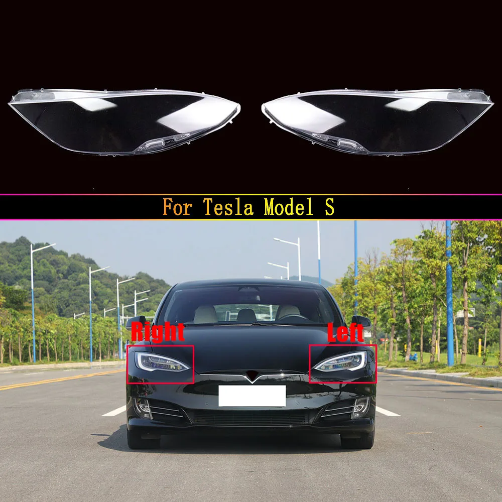 Car Front Headlamp Caps For Tesla Model S Glass Headlight Cover Auto Protection Lampshade Lamp Lens Shell Waterproof Mask