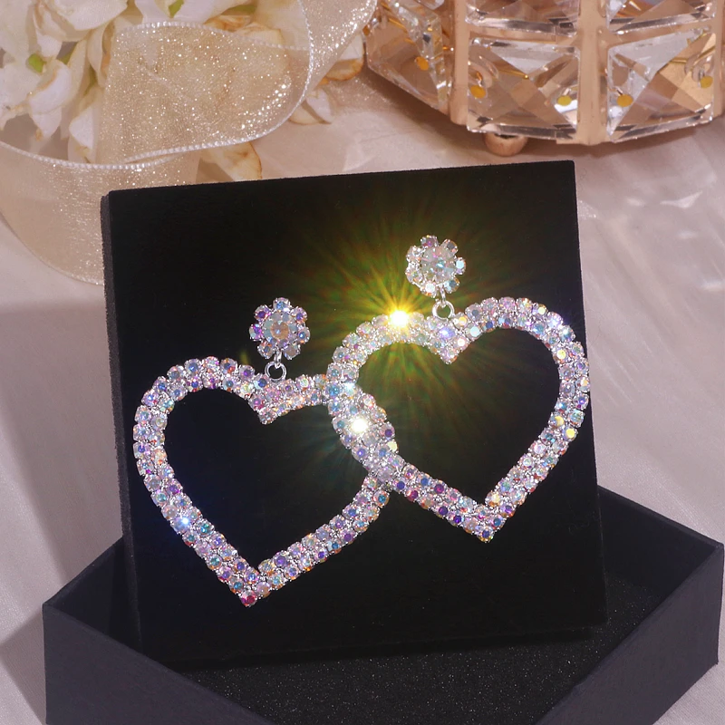New Fashion Big Heart Dangle Earrings for Women Bijoux