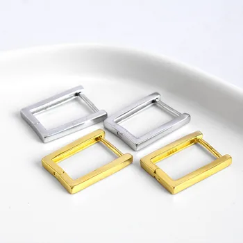 

925 Sterling Silver Small Hoop Earrings for Women Geometric Rectangle Huggie Earings Minimalism Fine Jewelry Hypoallergenic