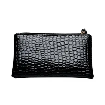 

Women Leather Wrist Handbag Exquisite Design Elegant and Decent Style Crocodile Pattern Money Purse Wallet Zip Clutch Bags