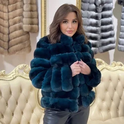 Winter Fur Jacket Coat Women Premium Quality Rex Rabbit Fur Coat New Design Overcoat Free Shipping