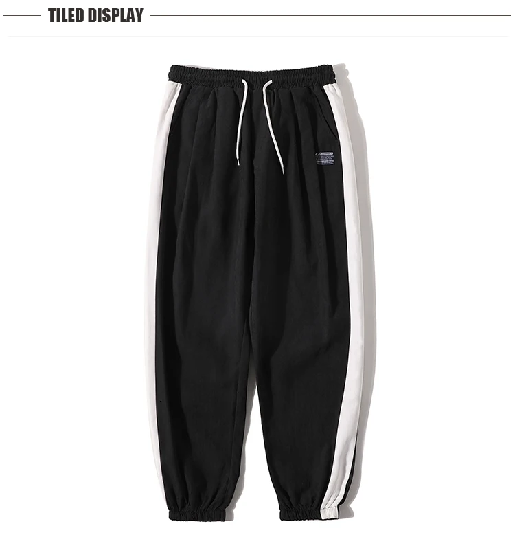 Новые осенние брюки для бега, мужские Модные контрастные повседневные брюки для тренировок, мужские уличные свободные спортивные штаны в стиле хип-хоп