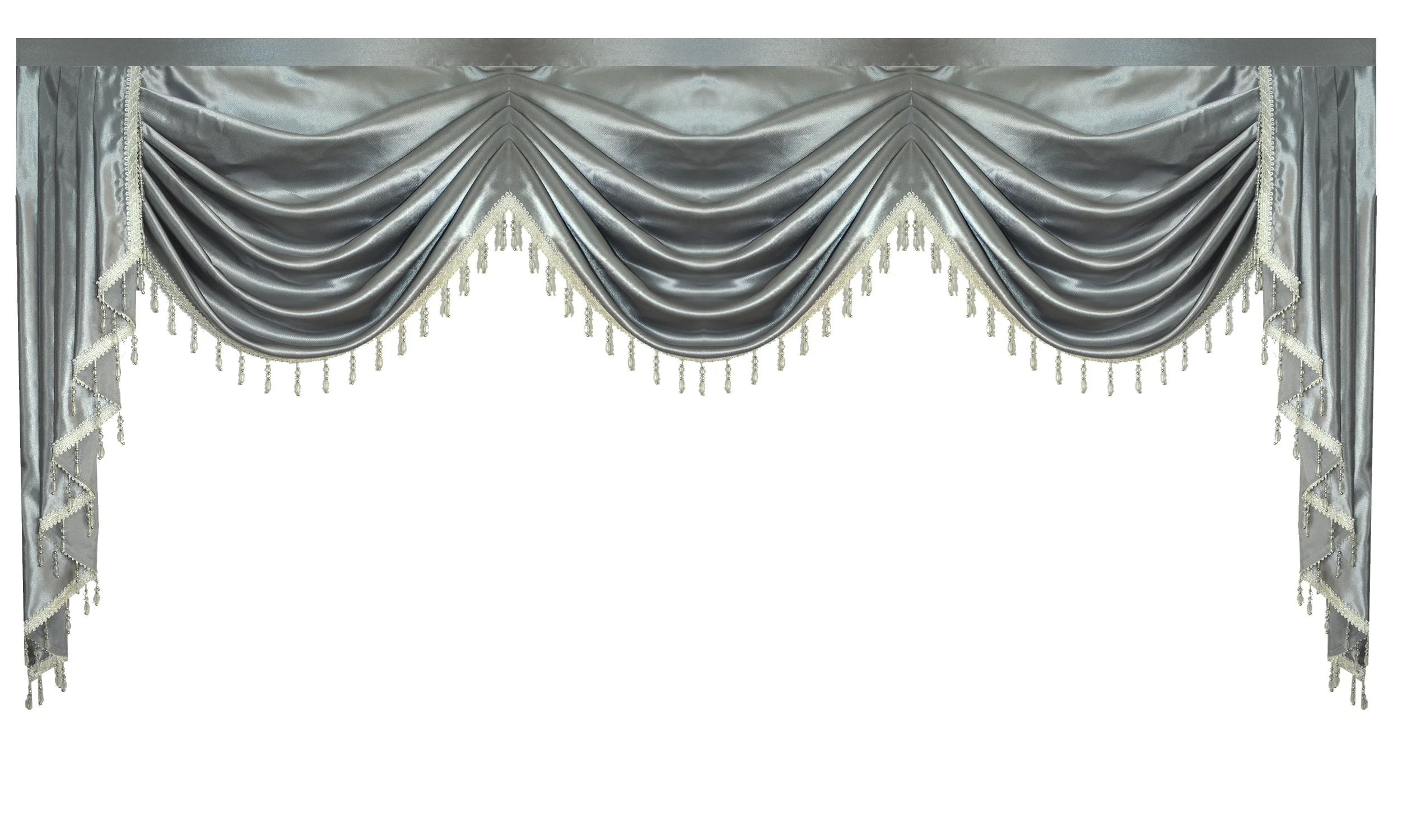 Valance Pure Grey Luxury Curtains For Living Room Window Swag
