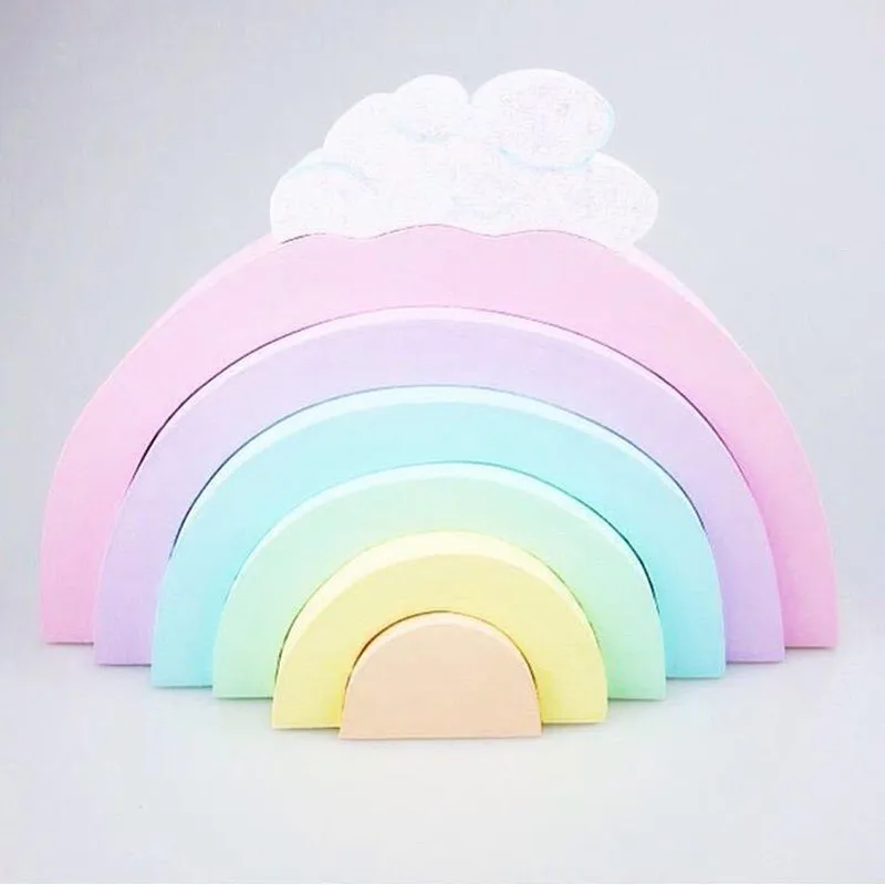 22 см * 16 Ins Nodic Macaron Rainbow Jenga Новорожденный ребенок в кроватке декор для детской