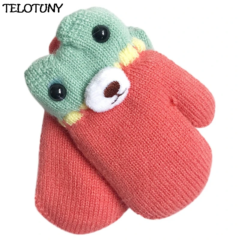 

TELOTUNY 2018 FASHION Children Girls Boys Winter Cartoon Bear Patchwork Keep Warm Mittens Gloves 7.25