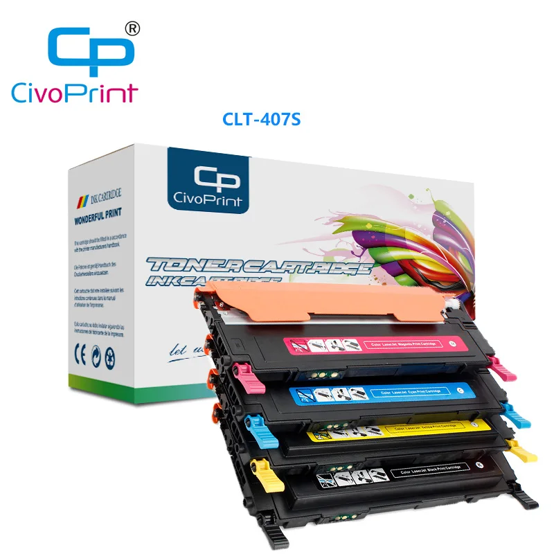 Compatible 4 colors toner cartridge for samsung 407s k407s CLT-407S CLT-K407S C407S Y407S CLP320/325 CLP-326/321N/CLX3186/3186N