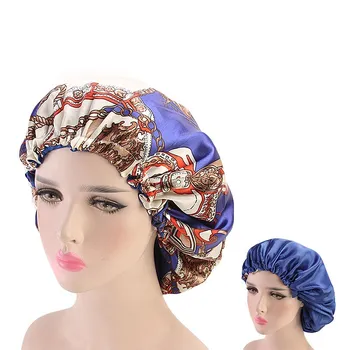 

1 pc Hair Satin Bonnet For Sleeping Shower Cap Silk Bonnet Bonnet Femme Women Night Sleep Cap Head Cover Wide Elastic Band