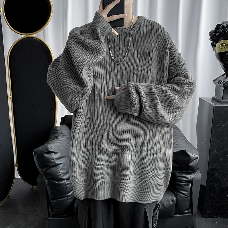 Luxury Large Cartoon Bear Pattern Mens Knitted Sweater Streetwear O-Neck  Slim Long Sleeved Pullover Sweaters Korean Men Clothes - AliExpress