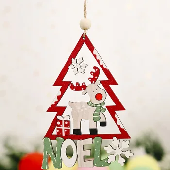 

3PCS/Set Christmas Tree Pendants Festive Christmas Wooden Hanging Loop
