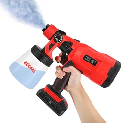 Controle de fluxo do pulverizador da pintura elétrica sem fio da pistola 800ml com 3 modos de pulverização botões ajustáveis da válvula para cercas de pulverização