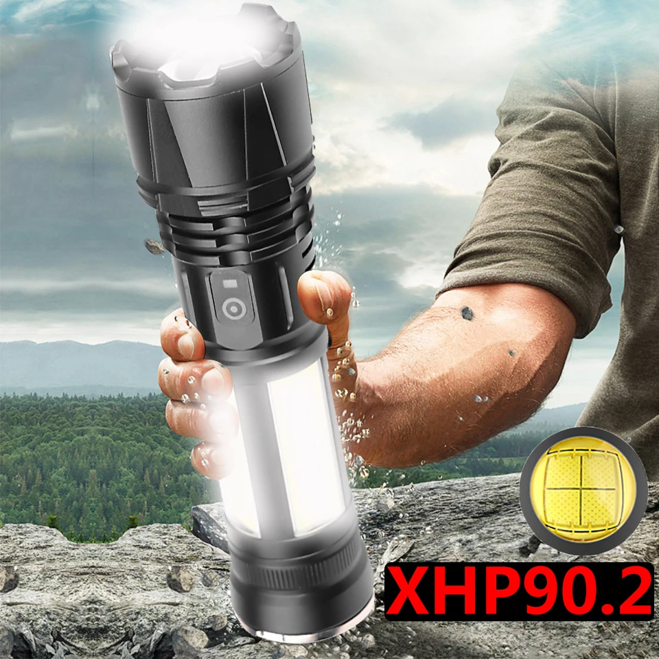 High Quality XHP90.2 4 core Tactical Led Flashlight 18650 26650 Battery