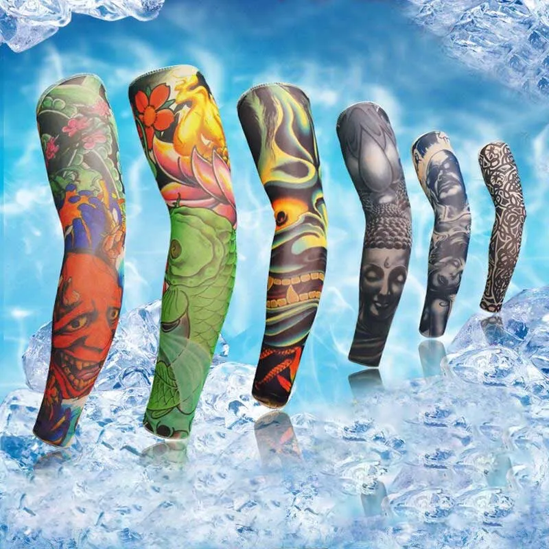 Outdoor Cycling 3D Tattoo Printed Arm Sleeves Sun Protection Bike Basketball Compression Warmers Ridding Cuff | Спорт и развлечения