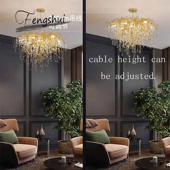 

Nordic Lustre Gold Crystal Chandeliers Lighting LOFT Villa restaurant LED Hanging Lamps Living Room Hotel Deco Chandeliers lamps