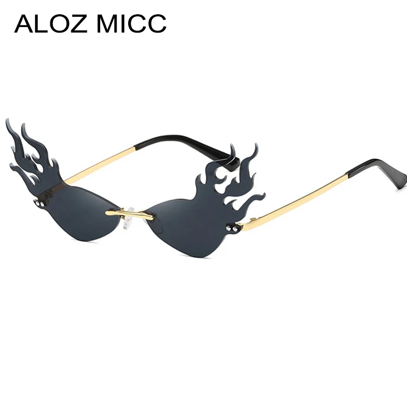 

ALOZ MICC Fashion Flame Cat eye Sunglasses Women Luxury Rimless Cool Trending Sun Glasses Female Men UV400 Goggles Eyewear Q730