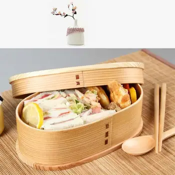 

Bento Box Japanese Tableware Willow Fir Lunch Box Holiday Capacity Custom Tableware Wooden Box Large Picnic Gifts Lunchbox N0O5