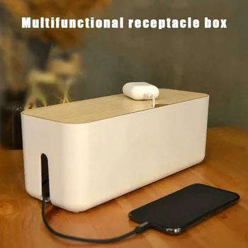 

Office Socket Desktop Anti Dust Multifunctional Cable Storage Box Power Strip Wire Management Organizer Tidy Home Safety Modern