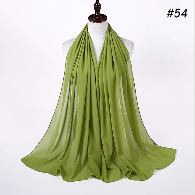 women plain bubble chiffon scarf hijab wrap printe solid color shawls headband women hijabs scarves/scarf 60 colors COLOR 54
