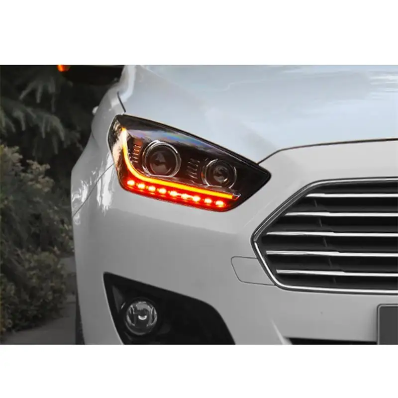 Cob боковой сигнал поворота автомобиля Стайлинг внешний Luces Para авто Drl светодиодные фары автомобиля фары в сборе 17 18 для Ford Escort