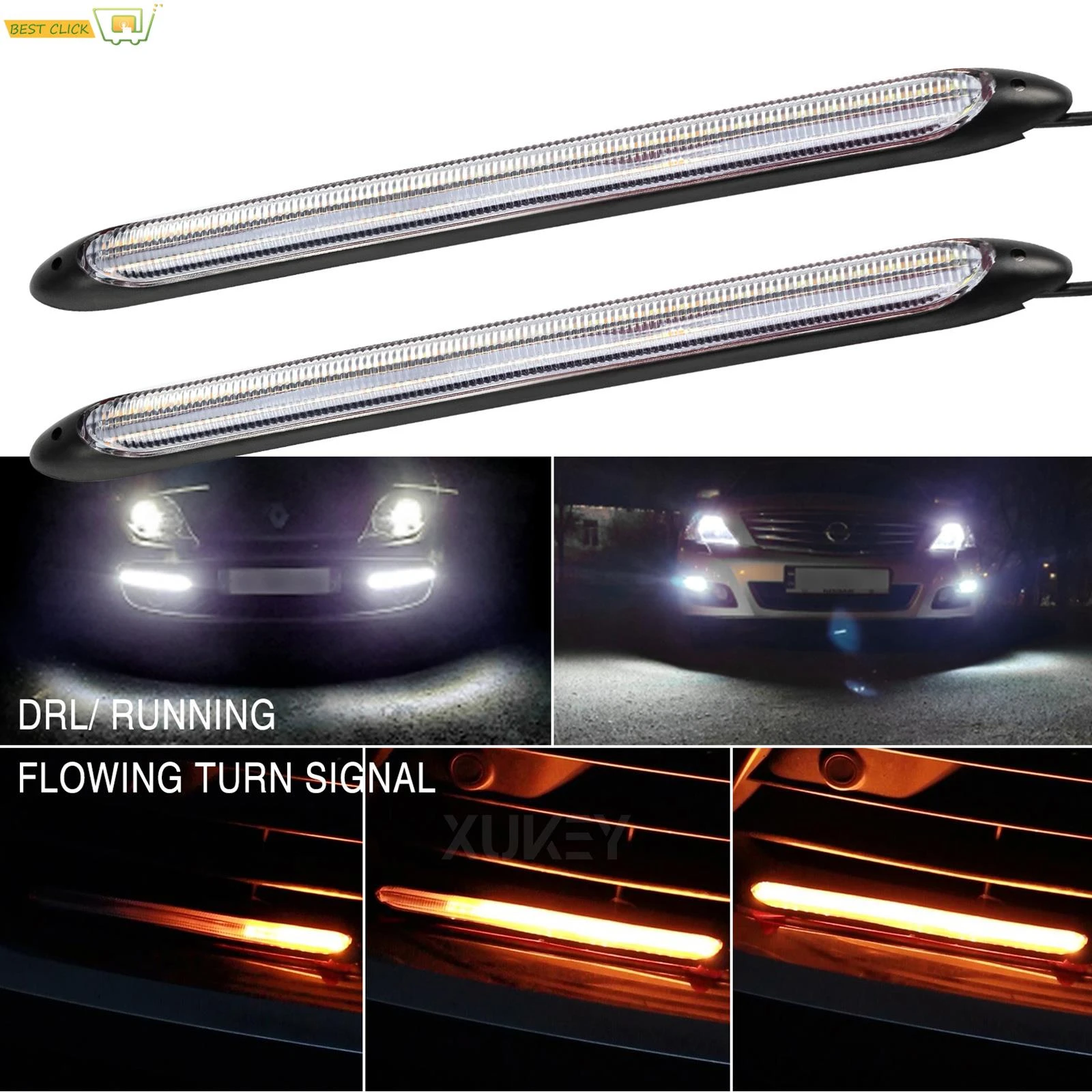 Luz de circulación Diurna para coche, tira de luces, intermitente, amarilla, Blanca, para Nissan Qashqai Dualis x trail Rogue|Lámpara de - AliExpress