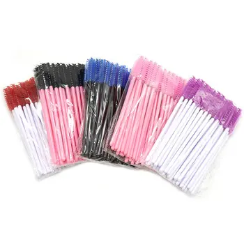 

50 pcs Disposable Nylon Mini Portable Color Eyelash Curler Grafting Eyelash Eyelash Brush Comb Glitter Beauty