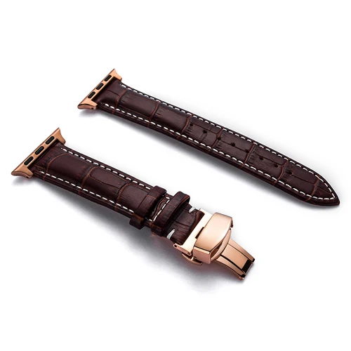 Кожаный ремешок для apple watch band 4 5 44 мм 40 мм iwatch band 42 мм 38 мм apple watch 4 3 2 1 аксессуары браслет с застежкой-бабочкой - Цвет ремешка: 17