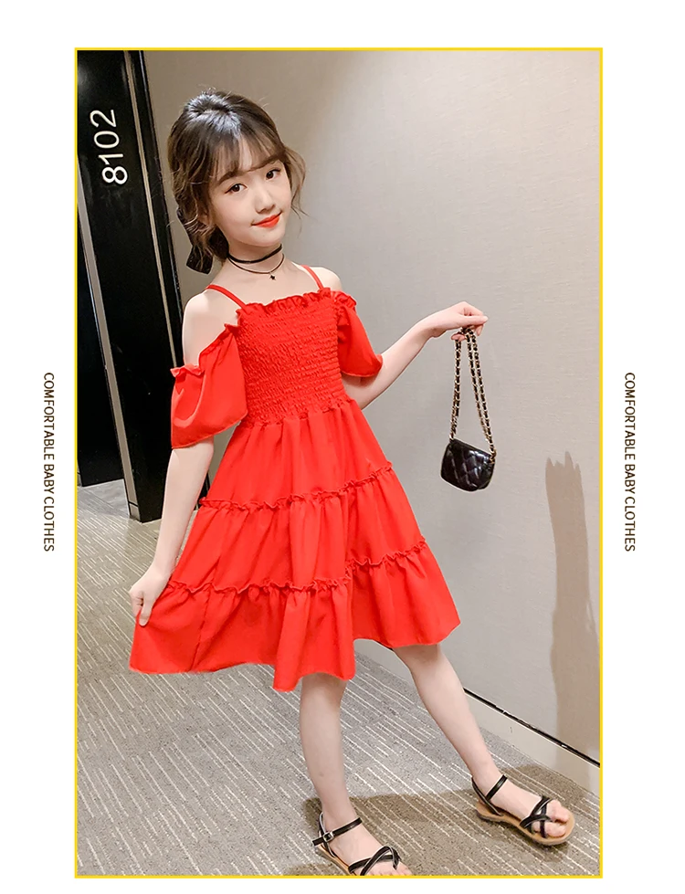 Baby Girl Summer Dress 2021  Lace Enfant  Party  Dresses  Kids 3-12 Years Birthday Dress  Red Black Summer Vestidos baby girl doll skirt