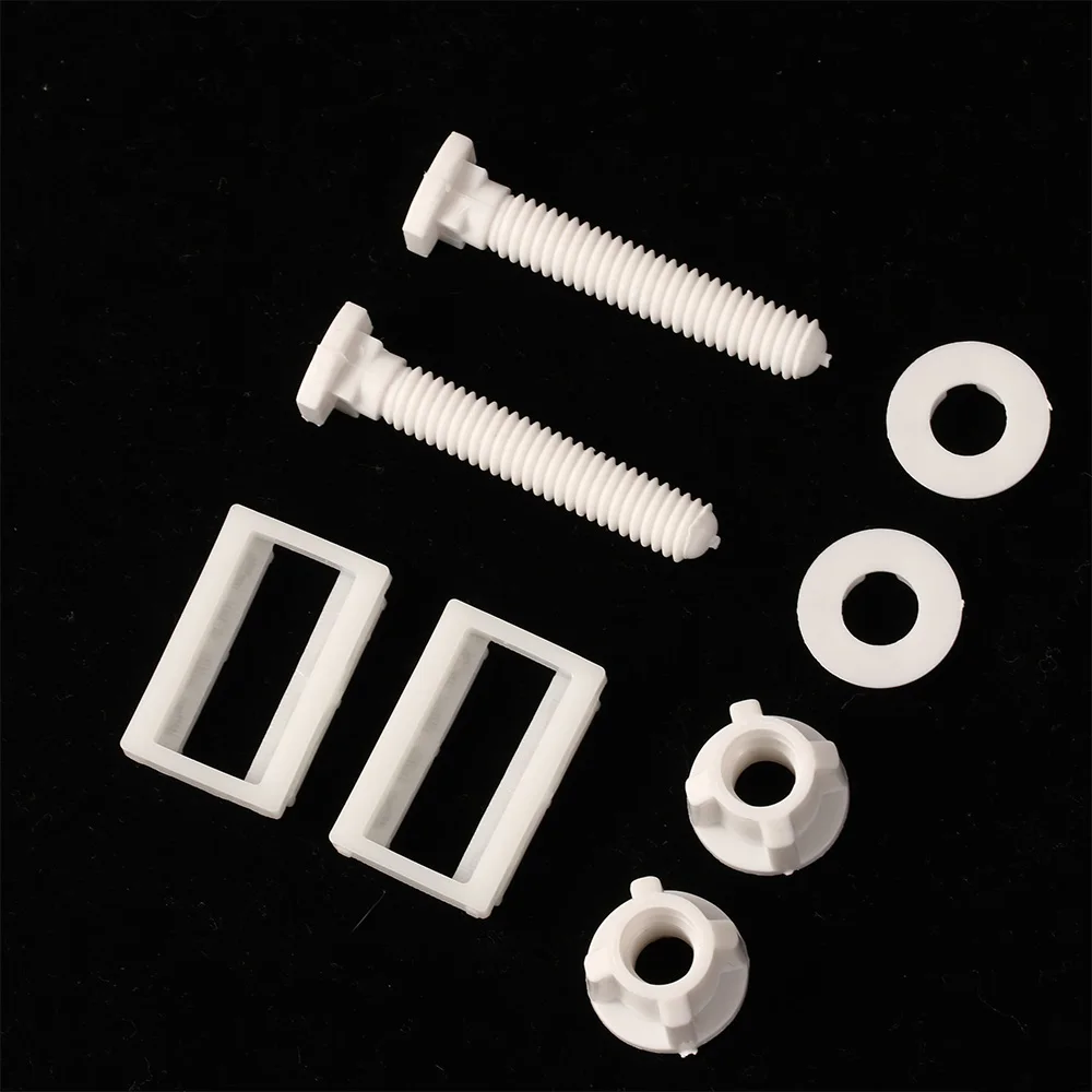 Screw Bolt Nut Set Screw Washer Nut Kit 2Pcs Plastic Toilet Seat Hinge Bolt + Fitting Screws + Nuts Washers Kit For Home Bathroom Accessories 6.3*4*2.5cm