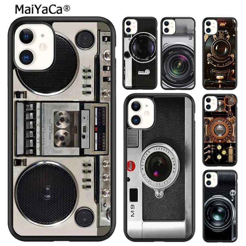Maiyaca Classic Retro Black Silver Custodia Per Fotocamera Vintage Per Iphone Se2020 15 14 6 7 8 Plus Xr Xs 11 12 13 Pro Max Coque