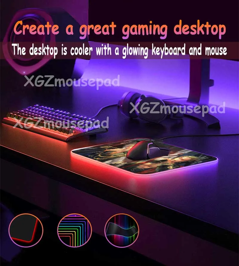 XGZ аниме один кусок Санджи Зоро пользовательский большой RGB коврик для мыши черный замок край компьютер мода стол коврик скорость резиновая нескользящая Xxl