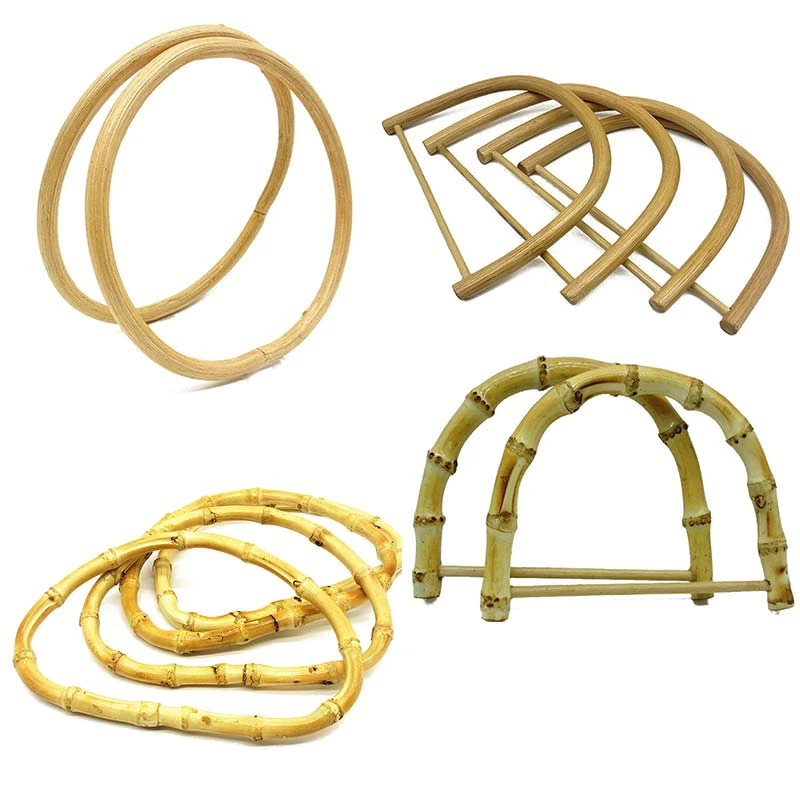 DIY Bag Accessory 13cm 15cm Round Bamboo Circle Handle for Handcrafted Handbag