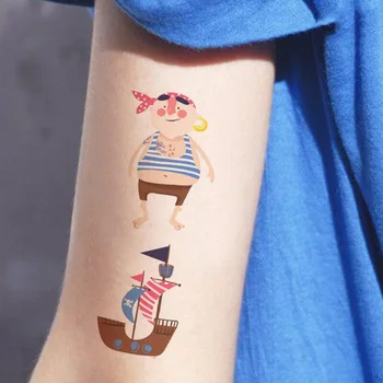 

Waterproof Temporary Tattoo Cartoon Pirate Body Art Sticker Fake Tattoos Kids Children Gift 30pcs/lot