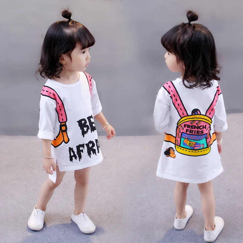 Summer Girls Cute Print Cartoon Long T-shirt Short Sleeve t shirt kids t shirt girls t shirt girls tee shirt